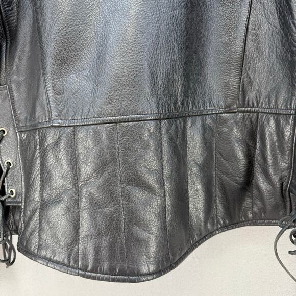 Wilson Leather Moto Racer Jacket Men's XL Black Priest Collar Biker Jacket - Picture 15 of 16